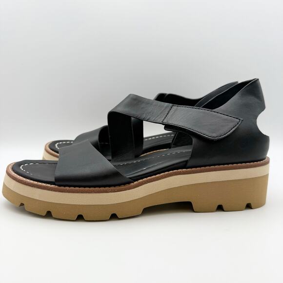 Sofft Womens Pru Platform Sandal US 10 EU 42 Black Asymmetric Leather NIB - Picture 7 of 11